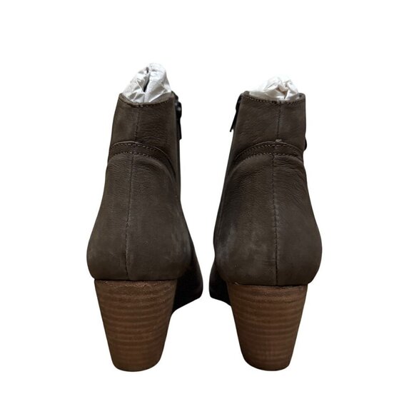 Diba Brown Leather Ankle Boots With Side Zipper & Stacked Heel NWOT - Picture 5 of 9